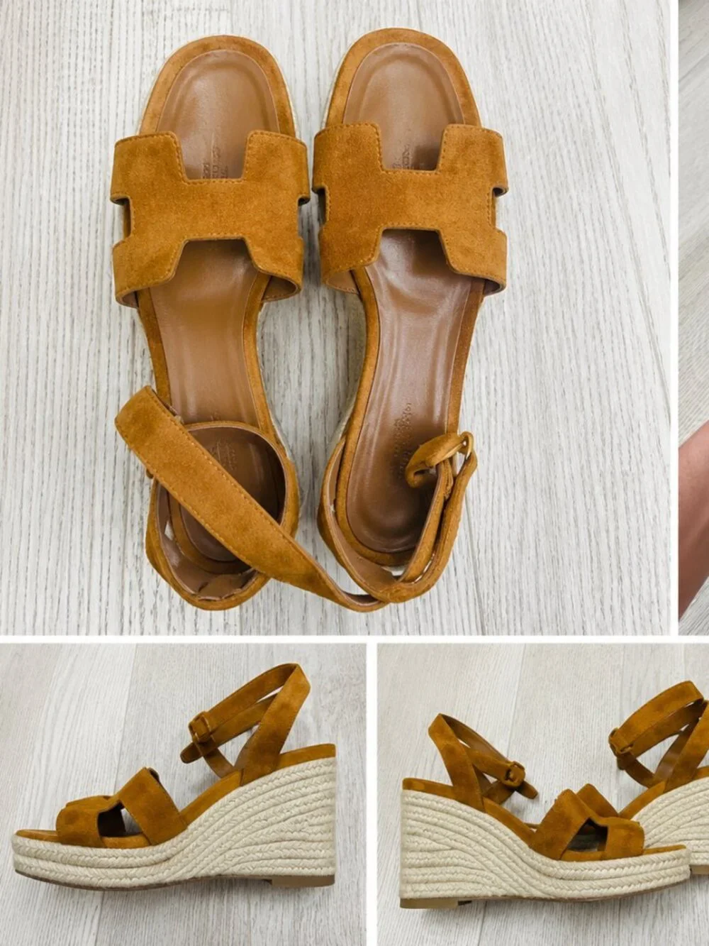 Nearly New Hermès Suede Espadrille Wedge Sandals – Size 37